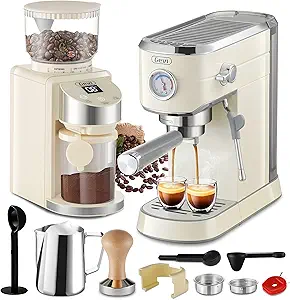 Gevi 20 Bar Espresso Machine with Burr Grinder & Milk Frother Set