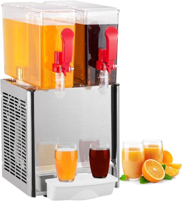 Commercial 3-Tank Beverage Dispenser, 18L Each, Stainless Steel, Thermostat