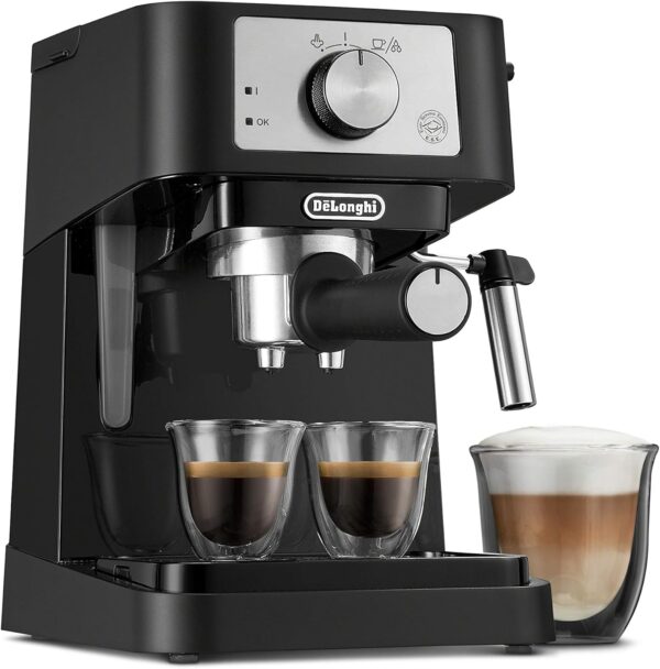 De'Longhi Stilosa Espresso Machine, 15 Bar Pump, Milk Frother, Black/Silver